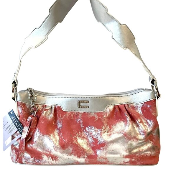 New Cromia Designer Leather Silver Peach Shoulder Handbag Purse- Made in Italy - Picture 5 of 16
